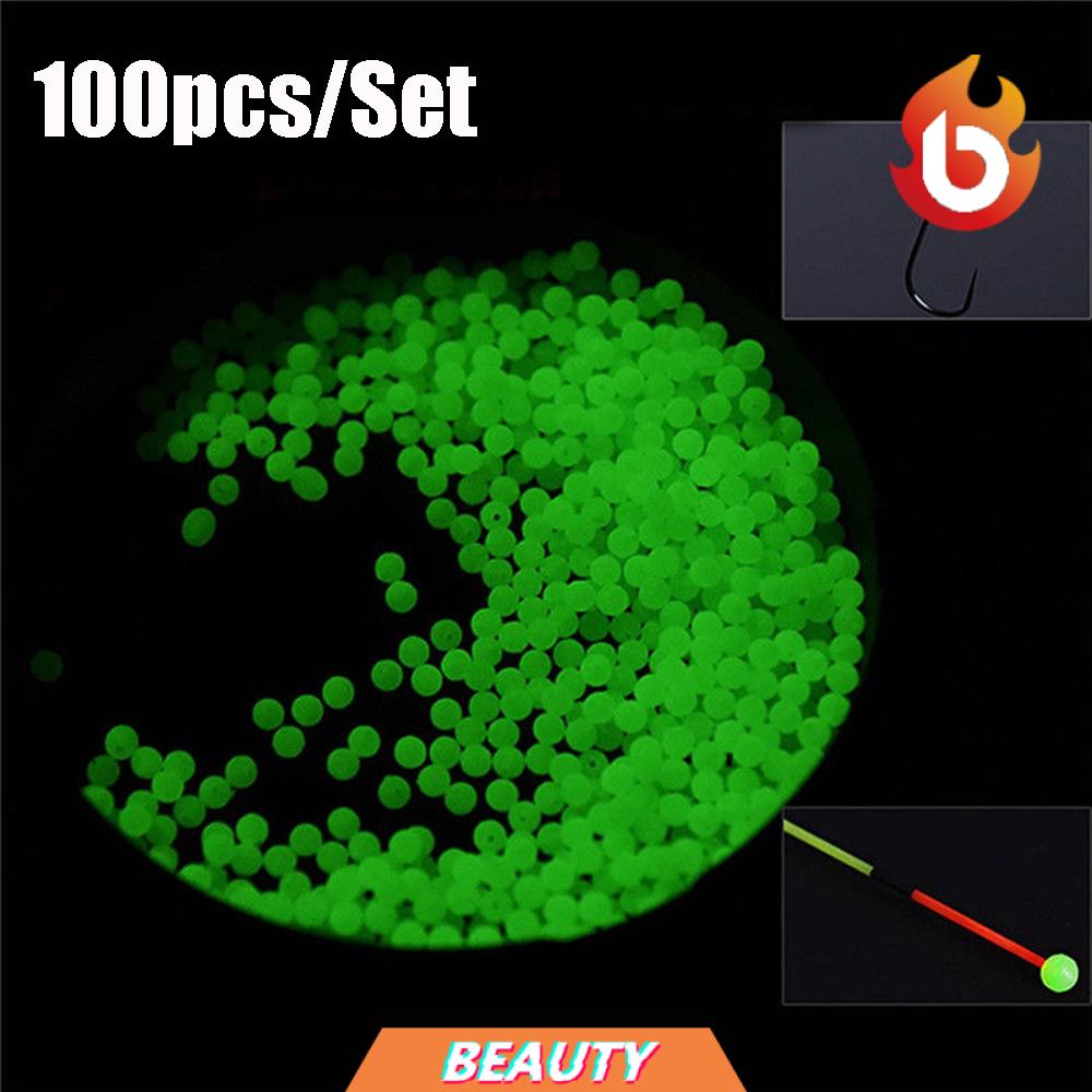 ภาพหน้าปกสินค้าBEAUTY /100pc/bag Hot Glowing Balls 4/5/6/8mm Stoppers Fishing Floats Beads Night Plastic High Quality Sea Luminous Light/Multicolor
