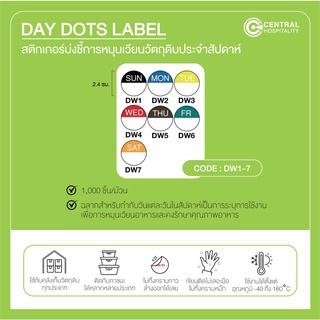 Day Dots Label สติกเกอร์บ่งชี้การหมุนเวียน DW1-7 : 1,000 ชิ้น/ม้วน