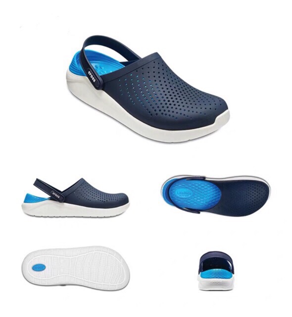 crocs-literide-สีกรม-ขาว-navy-white-รุ่นใหม่-กระชับเท้า