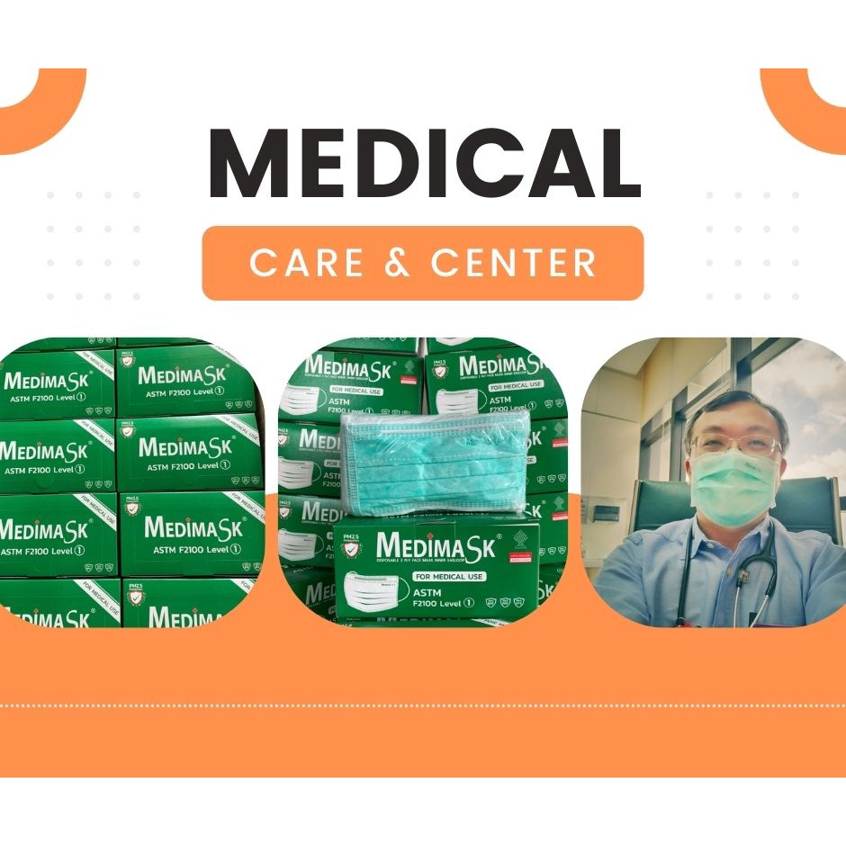 ภาพหน้าปกสินค้าหน้ากาก Medimask หน้ากากอนามัยทางการแพทย์ 3ชั้น Medimask แท้  เมดดิแมสก์ Medimask สีเขียว หน้ากาก เมดิแมส
