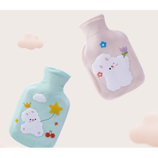 (พร้อมส่ง) ถุงน้ำร้อน​ กระเป๋าน้ำร้อน​ รุ่น Happy rabbit​  4 สี ขนาด​ 350ml พร้อมส่งจ้า