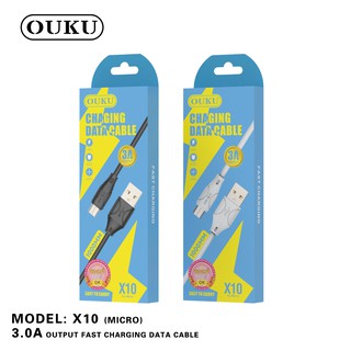 ใหม่! ouku x10 สายชาร์จรุ่นใหม่ 3A output ชาร์จเร็ว สายแข็งแรง สำหรับ L/Android micro/type-c