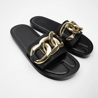 (Preorder) Z A R A Sandals Golden Chain