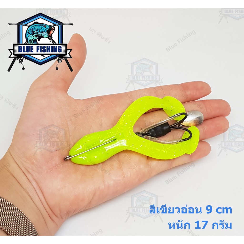 กบตีนเตะ-กันสวะ-ติดใบหลิว-ยาว-7-8-9-cm-หนัก-9-17-กรัม-เหยื่อปลอม-เหยื่อตกปลา-กบขาเตะ-กบยาง-xd-3901-blue-fishing