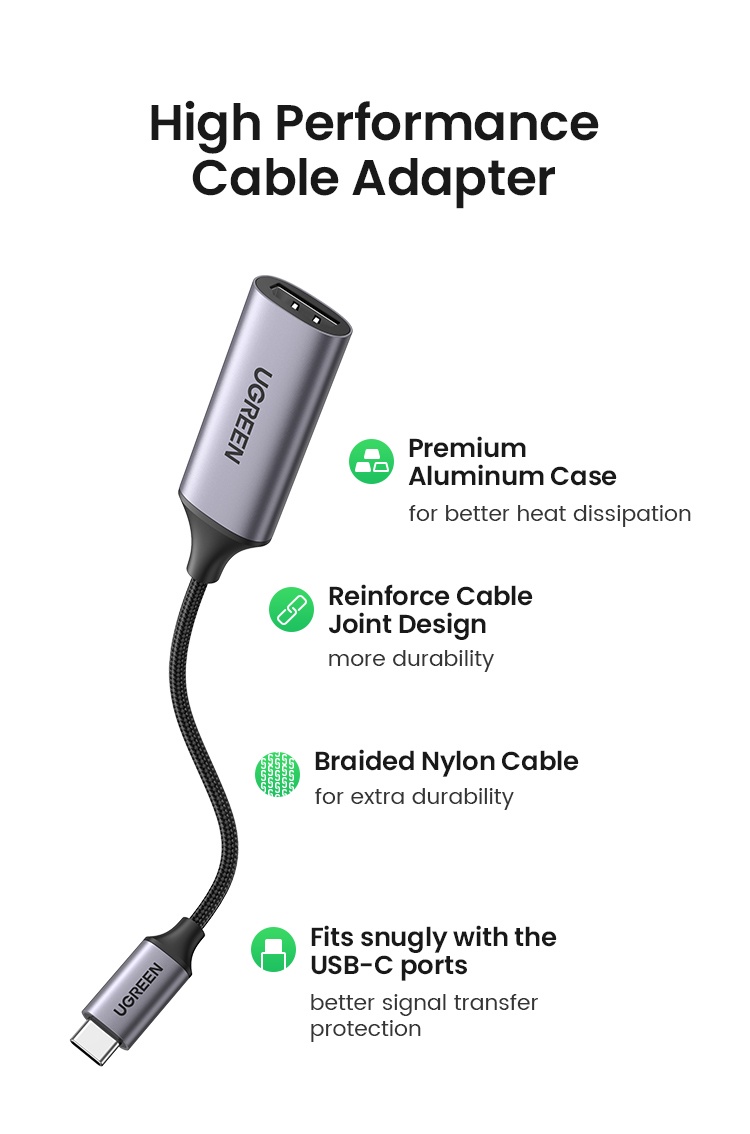 มุมมองเพิ่มเติมของสินค้า Ugreen อะแดปเตอร์ USB C HDMI 4K @ 60Hz Type C เป็น HDMI Thunderbolt 3 USB-C เป็น HDMI สําหรับ MacBook Pro 2020 MacBook Air 2019 iPad Pro 2020 Dell XPS 13 เป็นต้น