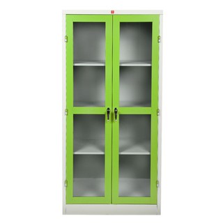[ส่งฟรี] LUCKY WORLD ตู้เอกสาร ตู้เหล็กสูงบานเปิดกระจก KWG-183-GG สีเขียว เฟอร์นิเจอร์ห้องทำงาน ของแต่งบ้าน HIGH CABINET
