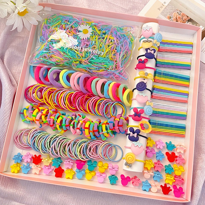 ยางรัดผมขนาดเล็กสไตล์เกาหลีเรียบง่ายสีแคนดี้-100-ชิ้น