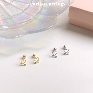 earika.earrings - arrow heart piercing จิวหูเงินแท้หัวใจธนู (มีให้เลือกสองสี) เหมาะสำหรับคนแพ้ง่าย