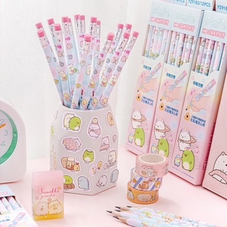 12Pcs/box Sumikkogurashi Sumikkogurashi ดินสอสร้างสรรค์ Sumikkogurashi HB ดินสอสามเหลี่ยมการ์ตูนดินสอของขวัญเครื่องเขียน