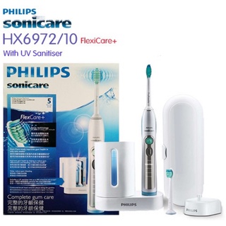 Philips Sonicare HX6972/10 FlexCare + แปรงสีฟัน แบบชาร์จไฟได้ พร้อมน้ํายาฆ่าเชื้อ UV