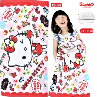 "ของแท้ 100%" ผ้าขนหนู Hello Kitty KT- 8038 ขนาด 16x32 นิ้ว(เช็ดผม)