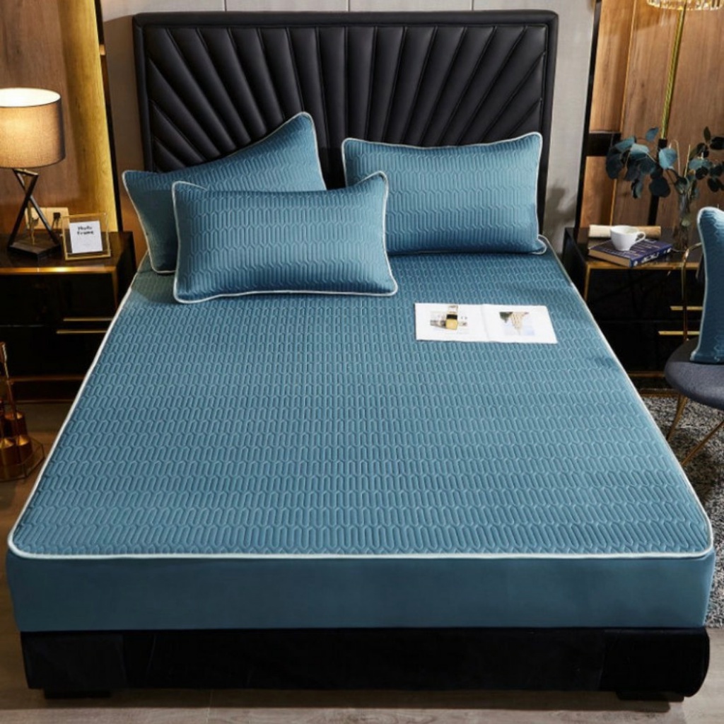 ผ้าปูที่นอนยางพาราเกรดพรีเมียม-ขนาด-6-ฟุต-สีพื้น-มีให้เลือกถึง-6-สี-คราม-เขียว-ฟ้า-เทา-เบจ-ชมพู-กรม