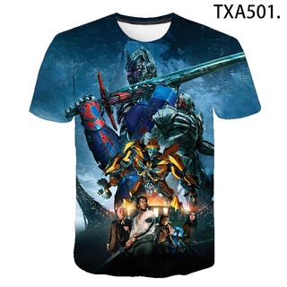 ใหม่ เสื้อยืดแขนสั้น พิมพ์ลายการ์ตูนอนิเมะ Transformers 3 มิติ แฟชั่น สําหรับเด็กผู้ชาย และเด็กผู้หญิง