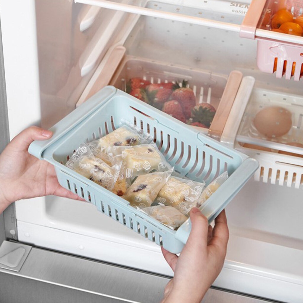 หนากว่าทนกว่ากล่องใส่ของในตู้เย็น-ตะกร้าใส่ของ-ปรับขนาดได้-ลิ้นชักเก็บของในตู้เย็น-อเนกประสงค์-ช่วยให้ประหยัดพื้นที่
