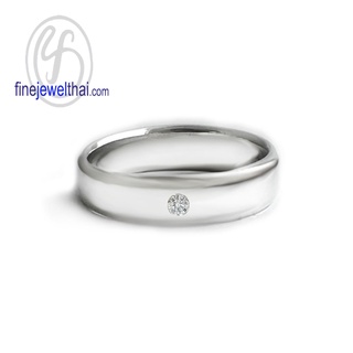 Finejewelthai-แหวนเพชร-แหวนเงินแท้-เพชรแท้-Daimond-Silver-Wedding-Ring-R1414di