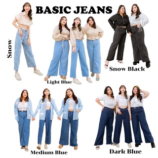 ภาพขนาดย่อของสินค้าBasic Jeans  กางเกงยีนส์ขากระบอก กางเกงสำหรับสาวอวบ chubbybuthappy