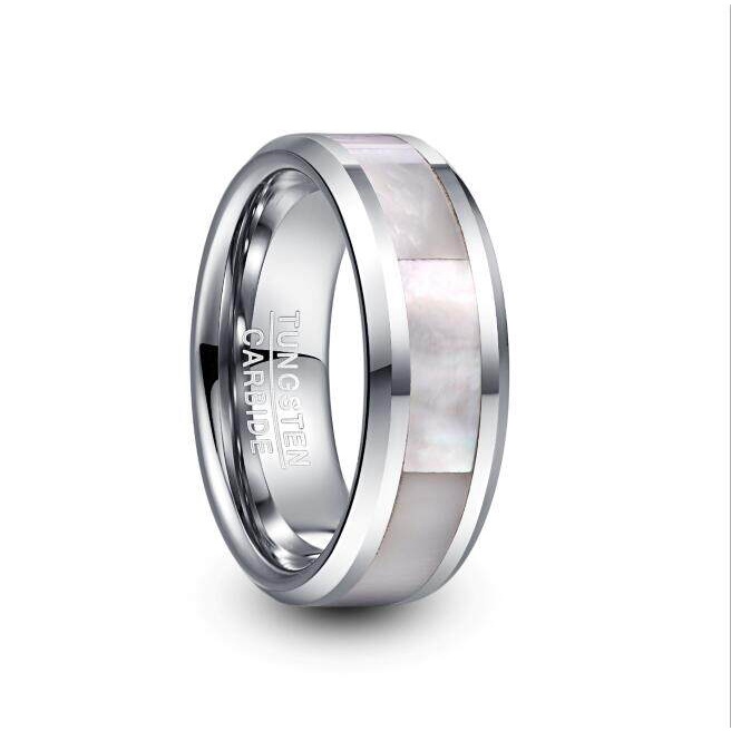 bonlavie-แหวนเหล็กทังสเตนคาร์ไบด์แท้-100-กว้าง-8-มม-สีขาว-สําหรับผู้ชาย-t232r