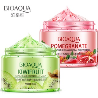 มาส์กเกาหลี&amp;มาส์กกีวี่ ผิวกระจ่างใส ชุ่มชื้น เรียบเนียน BIOAQUA Red Pomegranat&amp;kiwi Sleeping Mask 120 G.