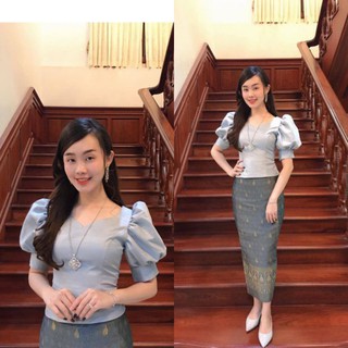เสื้อไหมลาว งานพรีเมียม  แขนบาร์บี้  ซิปซ่อนหลัง เก็บเงินปลายทาง