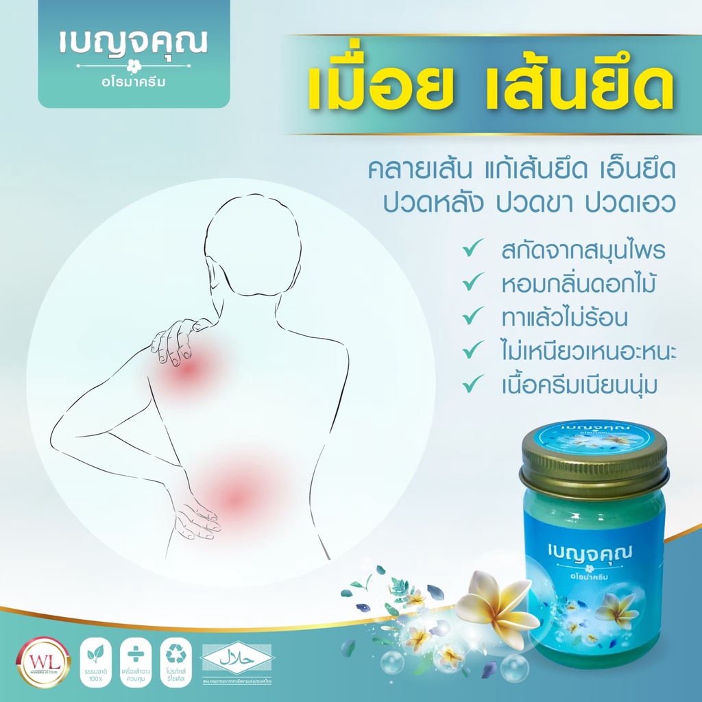 ครีมนวดบัวหิมะ-เบญจคุณอโรม่าครีม-นวดผ่อนคลายกล้ามเนื้อ