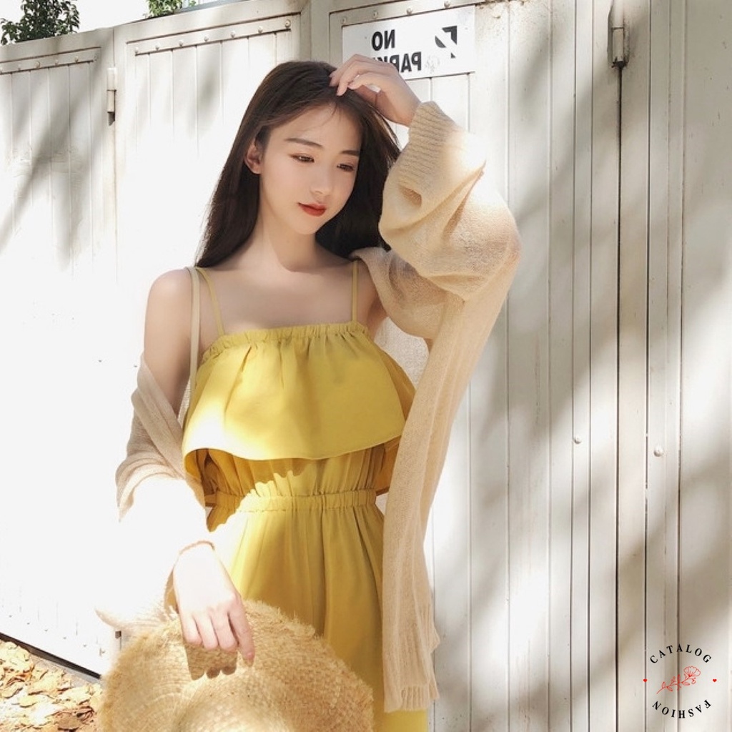 ft-อินเทรนด์-จั๊มสูทสายเดี่ยวอกสม็อคยางยืด-ทรงขายาวทรงตรง-2-สี