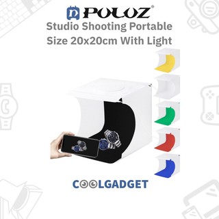 [ส่งใน🇹🇭]PULUZ Light Box ขนาด 20x20cm  กล่องถ่ายรูปสินค้า พร้อมไฟ LED สว่าง พร้อมฉาก 6 สี พกง่าย พับเก็บได้