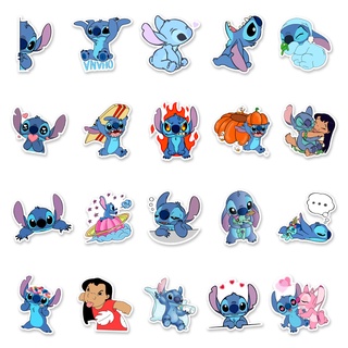 พร้อมส่งการ์ตูน สติช 50 ชิ้น Stitch sticker สติกเกอร์กันน้ำรูปแบบที่แตกต่างกัน  สเก็ตบอร์ด DISNEY