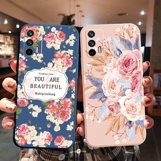 เคสโทรศัพท์มือถือ ทรงสี่เหลี่ยม ลายดอกไม้ หรูหรา สําหรับ OPPO A16 A94 A53 A15 A12 AX7 A52 A72 A92 A74 A54 5G