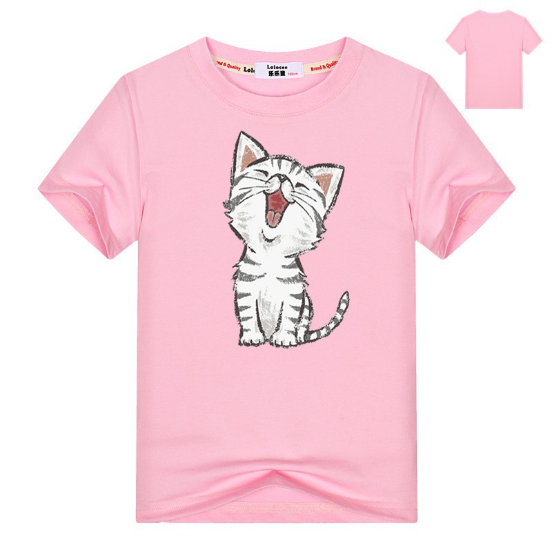 ภาพหน้าปกสินค้าเสื้อยืดพิมพ์ลายแมวน่ารักสำหรับเด็ก