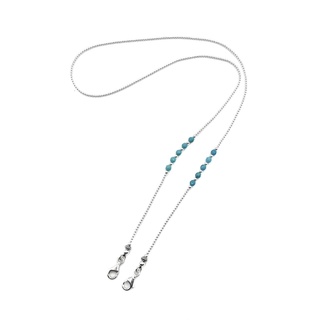 DSP สร้อยคล้องแมสเทอควอยซ์ เงินแท้ 925 : 925 Sterling Silver Face Mask Chain : Turquoise Mask Necklace [DS0106]