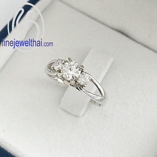 Finejewelthai แหวนเพชร-แหวนเงิน-เพชรสังเคราะห์-เงินแท้-แหวนหมั้น-แหวนแต่งงาน-Diamond CZ-Silver-Wedding-Ring - R1224cz