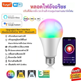 หลอดไฟ LED Tuya หลอดไฟอัจฉริยะ ชีวิตอัจฉริยะ สมาร์ท ไวไฟ WiFi RGB หลอดไฟอัจฉริยะ โคมไฟอัจฉริยะ ปรับได้ถึง 16 ล้าน