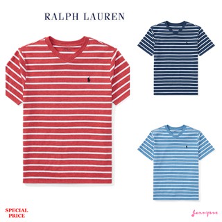 RALPH LAUREN STRIPED JERSEY V-NECK T-SHIRT ( BOY SIZE 8-20 )