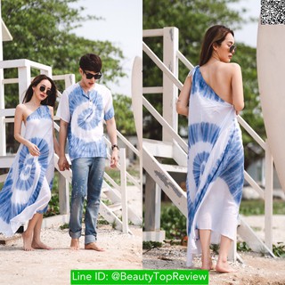 VSM534-Sky Blue ชุดเซ็ทคู่รัก เสื้อผู้ชาย+ชุดผู้หญิง