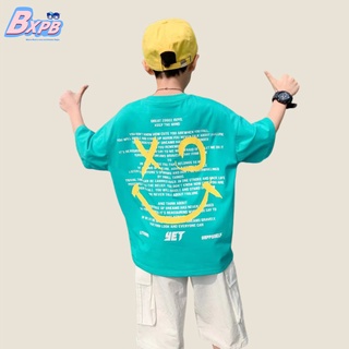 [BXPB] เสื้อยืดคอกลม แขนสั้น พิมพ์ลายหน้ายิ้ม แฟชั่นฤดูร้อน สําหรับเด็กผู้ชาย และเด็กผู้หญิง