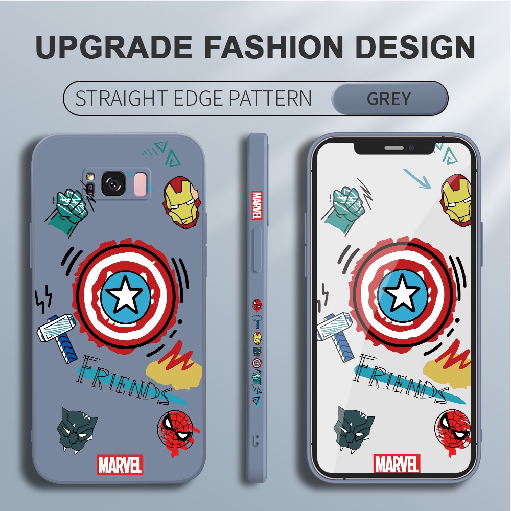 สำหรับ-samsung-galaxy-s8-s9-plus-รูปแบบ-marvel-เคสโทรศัพท์-square-soft-liquid-ซิลิโคนปลอกคลุมทั้งหมดกล้องป้องกันกรณีเคสโทรศัพท์เคสนิ่ม