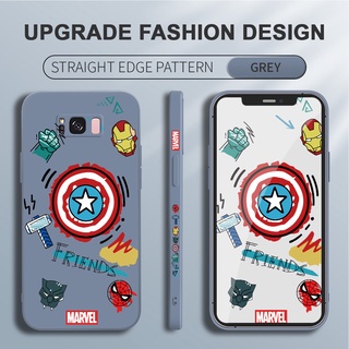 สำหรับ Samsung Galaxy S8 S9 Plus รูปแบบ Marvel เคสโทรศัพท์ Square Soft Liquid ซิลิโคนปลอกคลุมทั้งหมดกล้องป้องกันกรณีเคสโทรศัพท์เคสนิ่ม