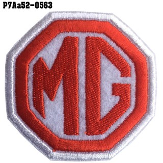 สินค้า อาร์มติดเสื้อ ตัวรีดติดเสื้อ อาร์มปักลาย โลโก้รถ MG /Size 6*6cm #ปักขาวแดงพื้นขาว รุ่น P7Aa52-0563