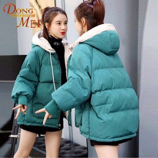 เสื้อแจ็กเก็ตสั้น บุฟองน้ํา ทรงหลวม สไตล์เกาหลี แฟชั่นฤดูหนาว สําหรับผู้หญิง และนักเรียน 2022