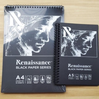 สมุดกระดาษสีดำ Renaissance black paper series A4และ A5