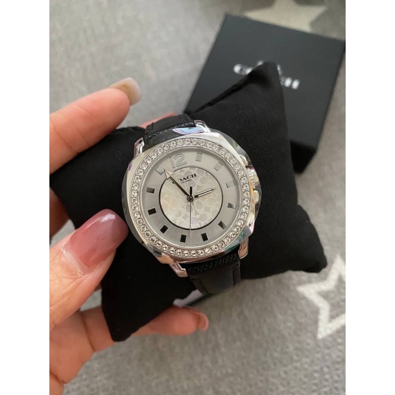 (ผ่อน0%) นาฬิกา Womens Coach 14503152 BOYFRIEND Silver Tone Glitz Watch ...