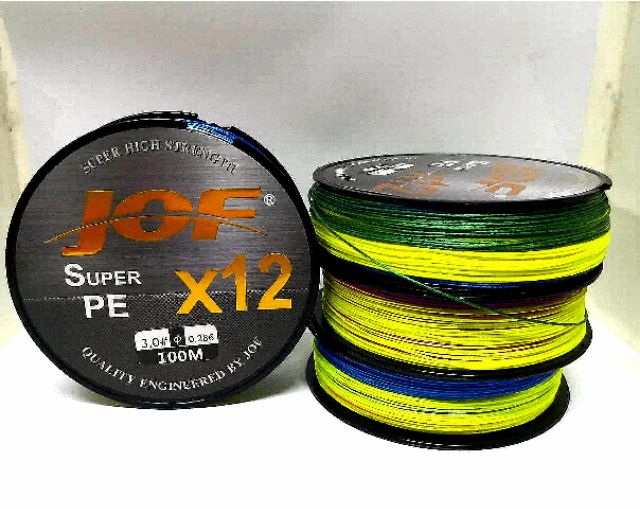 x12-jof-สาย-pe-x12-new-ยาว-100-เมตร-by-jof-สายพีอี-ถัก-12-สลับสี-jof-super-pe-x12-high-strength-from-japan