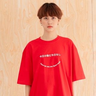 เสื้อยืดพิมพ์ลายแฟชั่น AMITY- Oversize  เสื้อโอเวอร์ไซส์ : เสื้อยืดสีแดง  สกรีนลาย kyou no ato wa kyou nashi