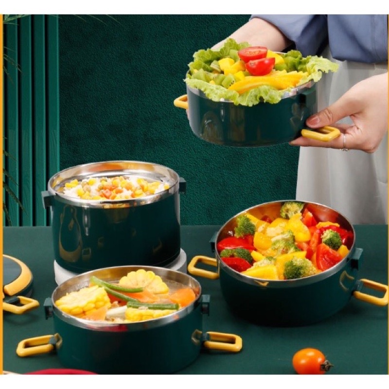 ปิ่นโตใส่อาหารสไตล์ญี่ปุ่น-กล่องข้าว-ปิ่นโตเก็บอุณหภูมิ-ปิ่นโตสแตนเลส-ทรงกลม-พร้อมส่ง-สามารถเข้าไมโครเวฟได้