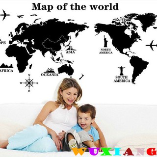 World Map สติกเกอร์ติดผนังตกแต่งบ้าน