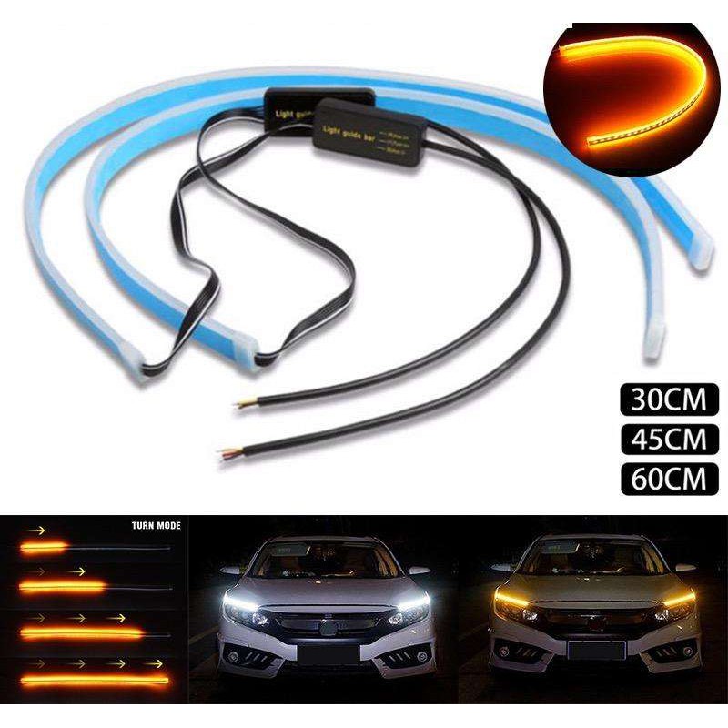 DRL 30ซม.รถสีขาว-เหลือง DRL LED กลางวันไฟเดย์ไลท์ Auto โคมไฟสีขาว-ไฟ ...