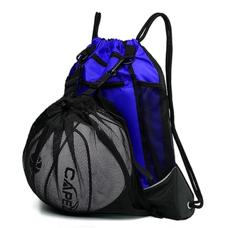 ใหม่ กระเป๋าเป้สะพายหลัง ผ้าตาข่าย แบบผูกเชือก ถอดออกได้ สําหรับเล่นกีฬา บาสเก็ตบอล วอลเลย์บอล เบสบอล ยิม