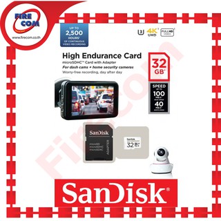 เมมโมรี่การ์ด SD Micro SanDisk 32Gb, 64GB, 128Gb For Dash Cam 4K UHD 100Mb/s High Endurance สามารถออกใบกำกับภาษีได้