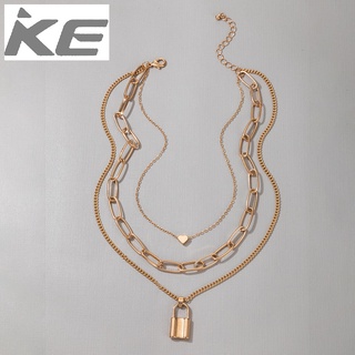 Jewelry Creative popular all-match punk metal heart-shaped love lock necklace clavicle chain f