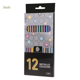 Dudu ดินสอสีไม้ สีเมทัลลิก สําหรับผู้เริ่มต้นวาดภาพ 12 ชิ้น